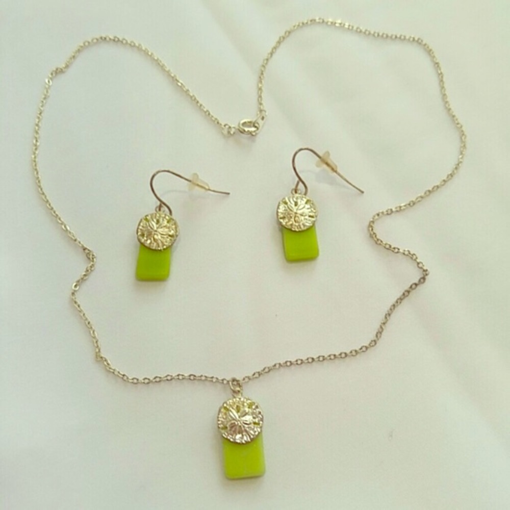 Sand Dollar Necklace & Earrings